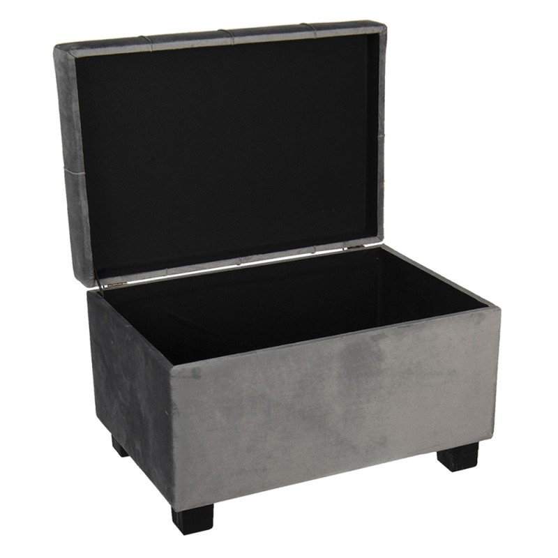 Clayre & Eef 64061SDG Poef 50x34x33 Cm Grijs Hout Rechthoek Hocker