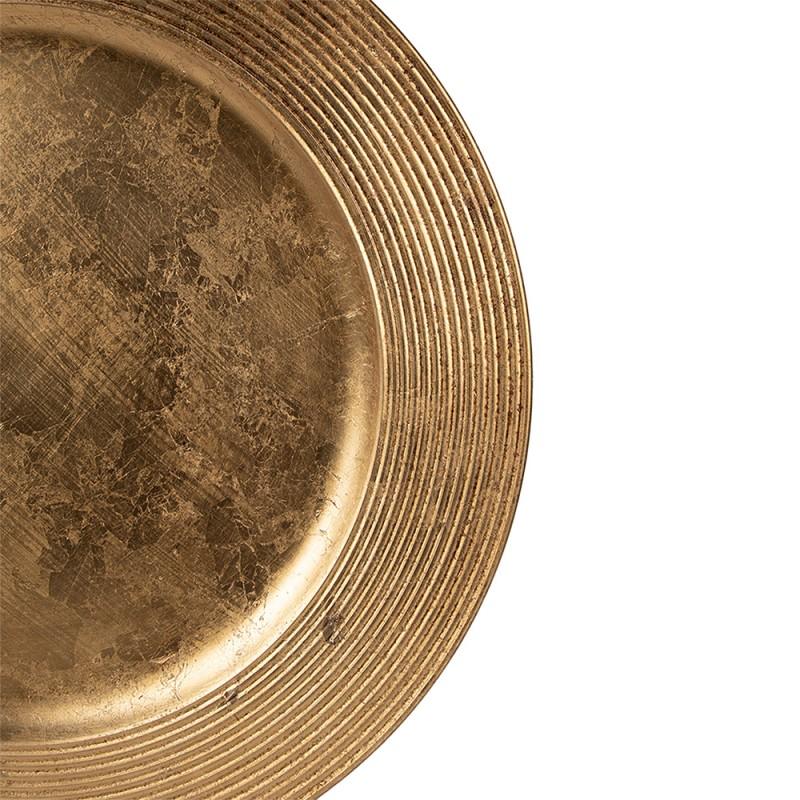 Clayre & Eef 64601 Onderbord Ø 33 Cm Goudkleurig Kunststof Rond Kaarsenplateau