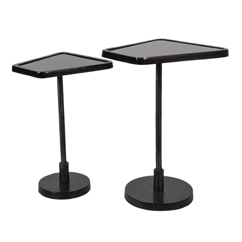 Clayre & Eef 64857 Bijzettafel Set Van 2 35x35x56 Cm Zwart Aluminium Sidetable