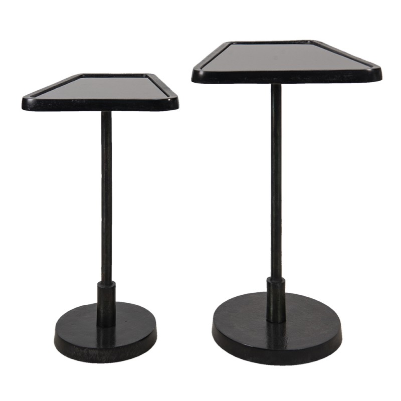 Clayre & Eef 64857 Bijzettafel Set Van 2 35x35x56 Cm Zwart Aluminium Sidetable
