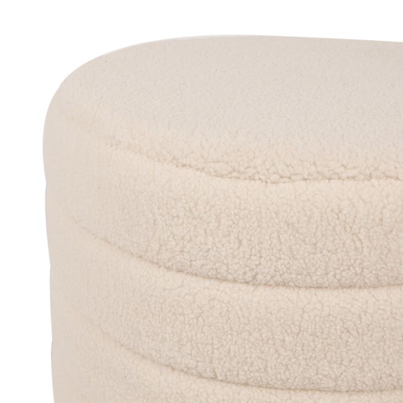 Clayre & Eef 65170 Hocker Set Van 2 Ø 50x45 / Ø 40x40 Cm Beige Hout Rond Voetenbankje