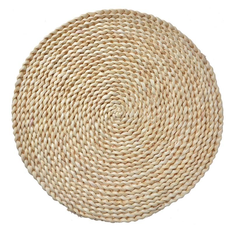 clayre & eef 65723 Placemat Ø 38 cm Beige Stro Rond Tafelmat