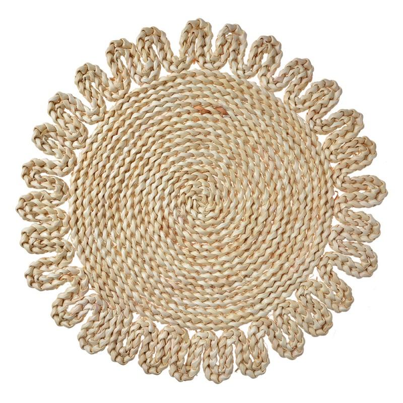 clayre & eef 65724 Placemat Ø 37 cm Beige Stro Rond Tafelmat