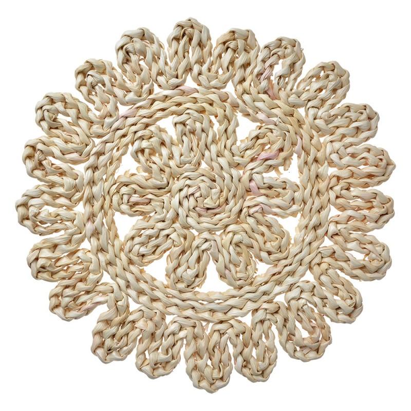 clayre & eef 65725 Placemat Ø 30 cm Beige Stro Rond Tafelmat