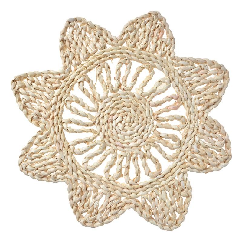 clayre & eef 65727 Placemat Ø 34 cm Beige Stro Rond Tafelmat