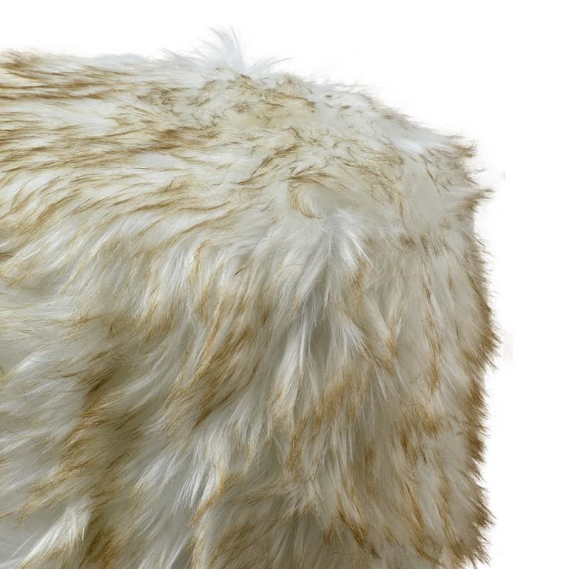 Clayre & Eef 65730 Hocker Ø 32x40 Cm Wit Bruin Hout Rond