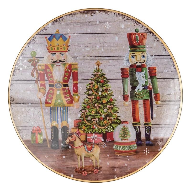 Clayre & Eef 65752 Taartplateau Op Voet Ø 33x14 Cm Rood Kunststof Notenkrakers Rond