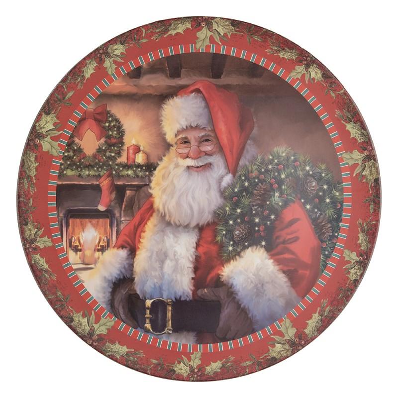 clayre & eef 65753 Onderbord Ø 40 cm Rood Kunststof Kerstman Rond