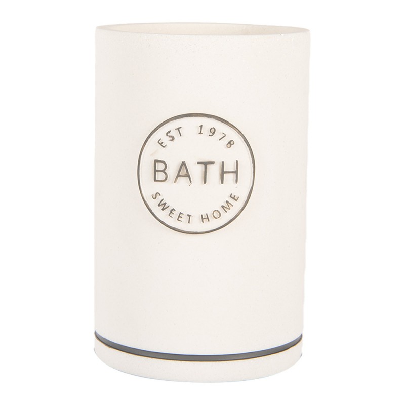 clayre & eef 65872 Tandenborstelhouder Ø 8x13 cm Wit Kunststof