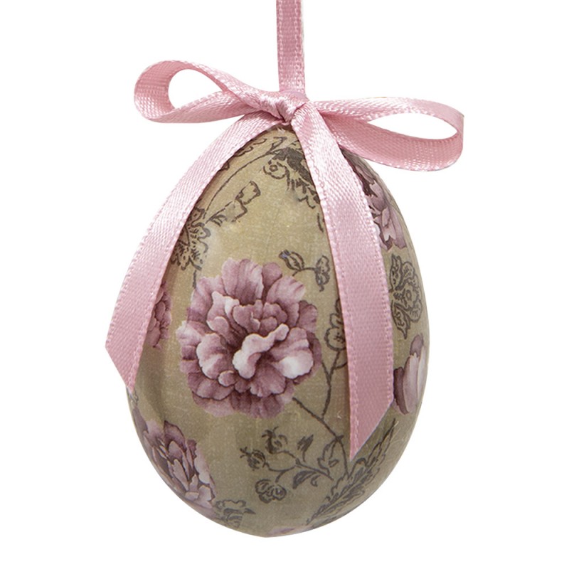 Clayre & Eef 65905 Paashanger Set Van 12 Ei Ø 4x5 Cm Meerkleurig Kunststof