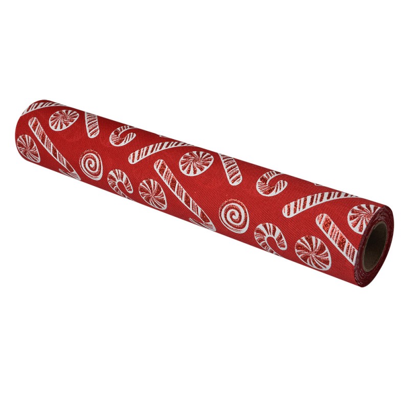 clayre & eef 66037 Tafelloper 28x275 cm Rood Synthetisch Kerst