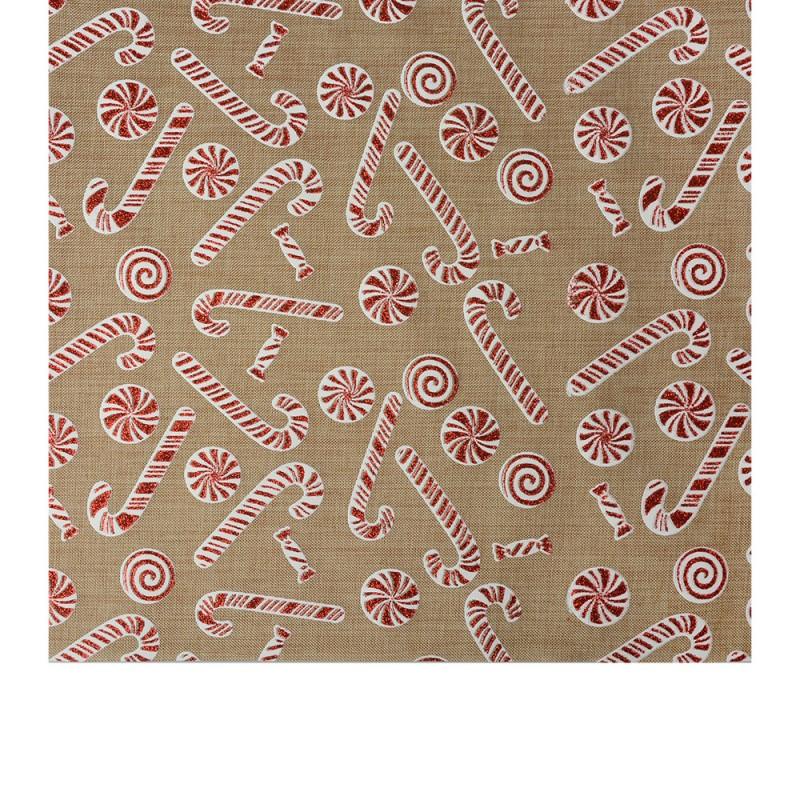 Clayre & Eef 66038 Tafelloper 28x275 Cm Beige Rood Synthetisch Kerst