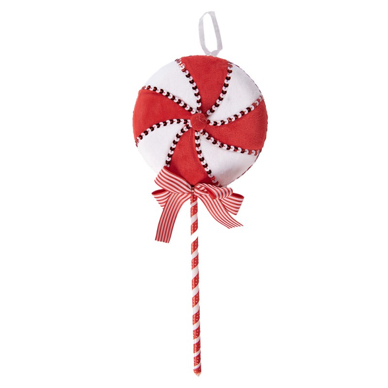clayre & eef 66108 Kersthanger Lolly 41 cm Rood Wit Kunststof