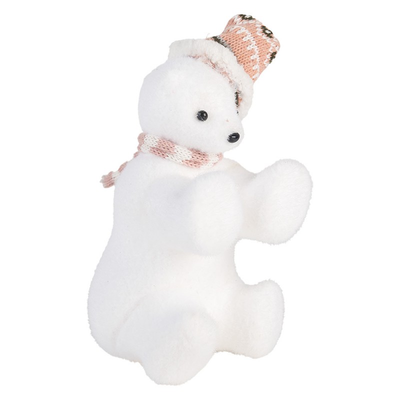 Clayre & Eef 66120 Decoratie Beeld Beer 11x11x18 Cm Wit Synthetisch