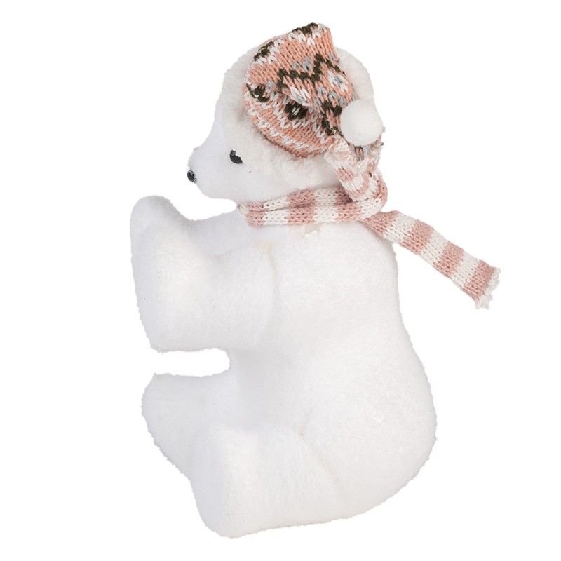 Clayre & Eef 66120 Decoratie Beeld Beer 11x11x18 Cm Wit Synthetisch