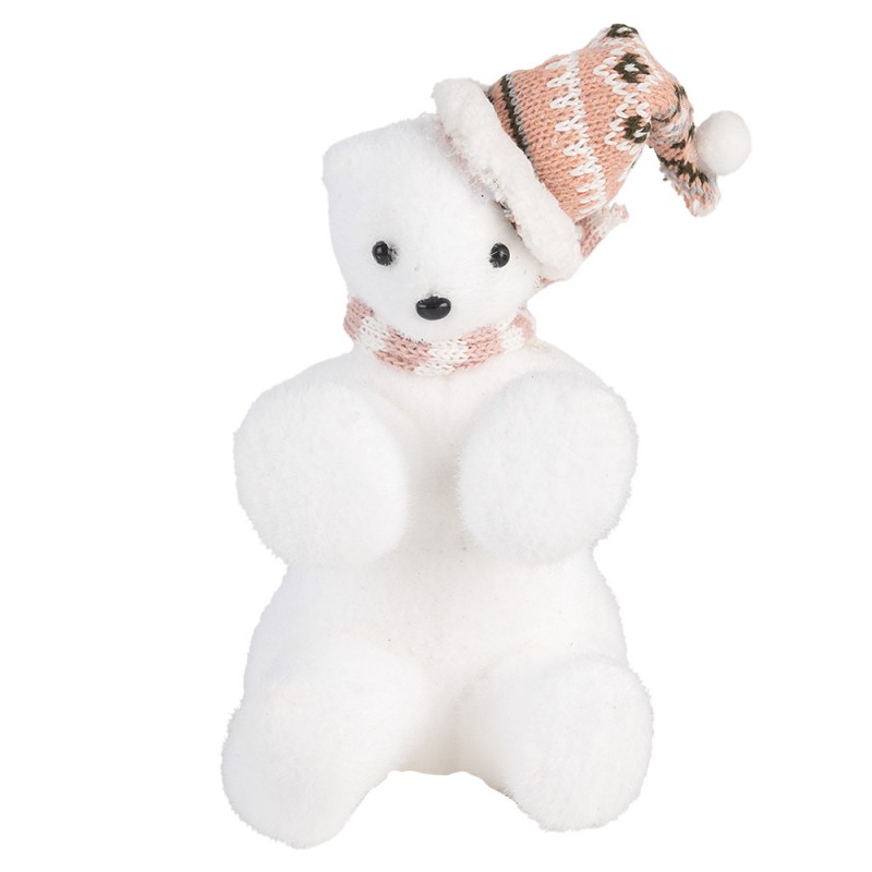 Clayre & Eef 66120 Decoratie Beeld Beer 11x11x18 Cm Wit Synthetisch