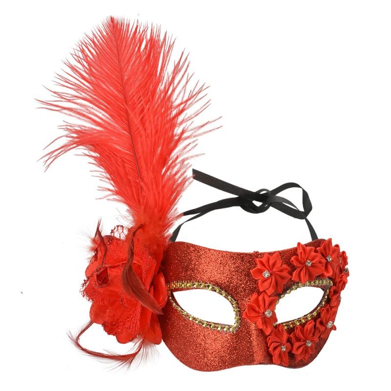 clayre & eef 66188 Masker Venetiaans 23x10x22 cm Rood Polyester