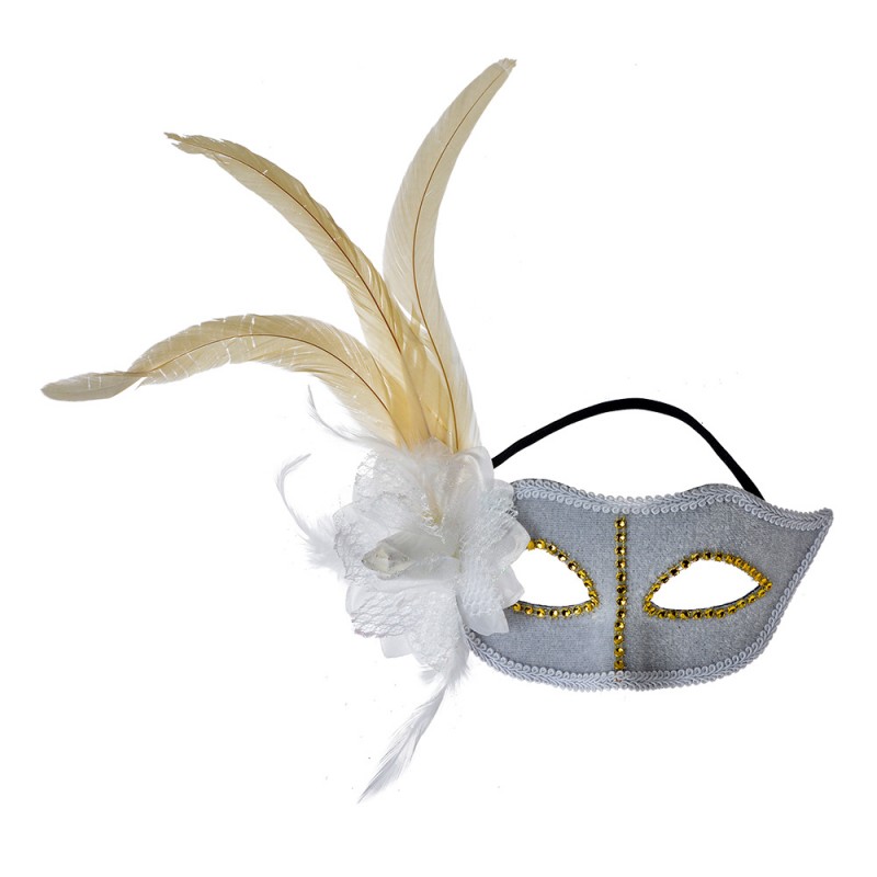 clayre & eef 66190 Masker Venetiaans 22x9x21 cm Grijs Polyester