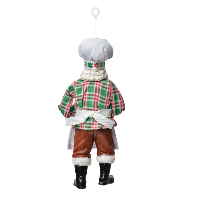 Clayre & Eef 66240 Kersthanger Kerstman 17 Cm Wit Textiel