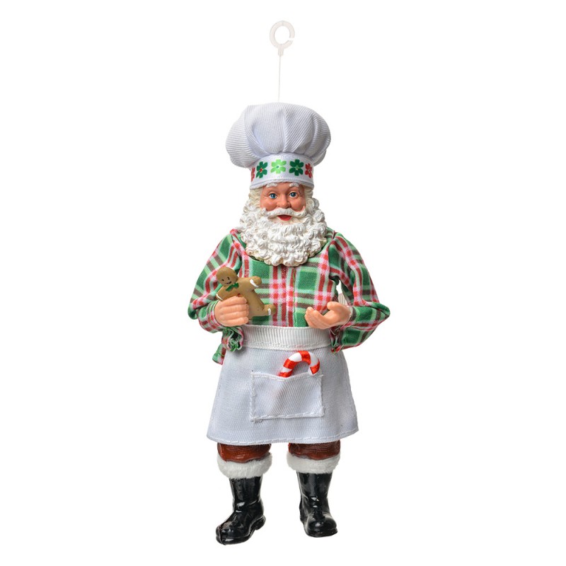 clayre & eef 66240 Kersthanger Kerstman 17 cm Wit Textiel