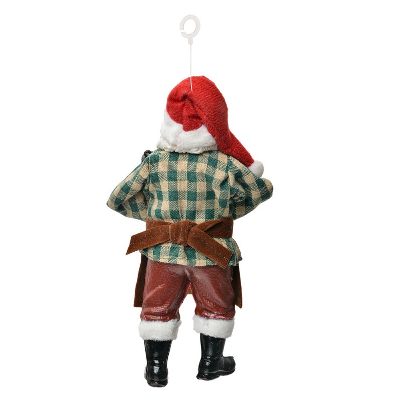 Clayre & Eef 66242 Kersthanger Kerstman 17 Cm Rood Textiel
