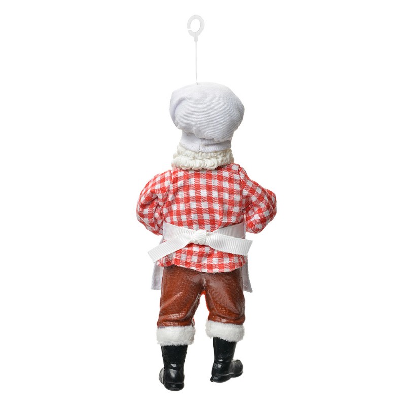 Clayre & Eef 66243 Kersthanger Kerstman 17 Cm Wit Textiel