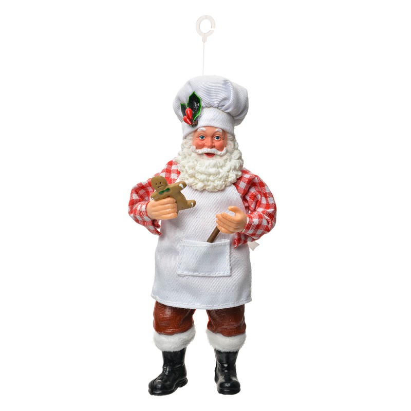 clayre & eef 66243 Kersthanger Kerstman 17 cm Wit Textiel