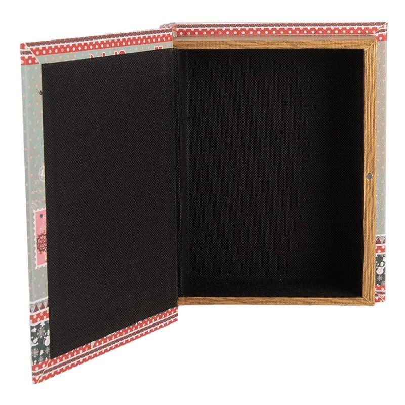 Clayre & Eef 66260 Opbergdoos Set Van 3 Boeken 27 /22 /17 Cm Blauw Hout Kerstman