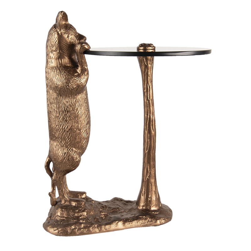 Clayre & Eef 6AL0051 Bijzettafel Kat 51x36x30 Cm Koperkleurig Zwart Aluminium