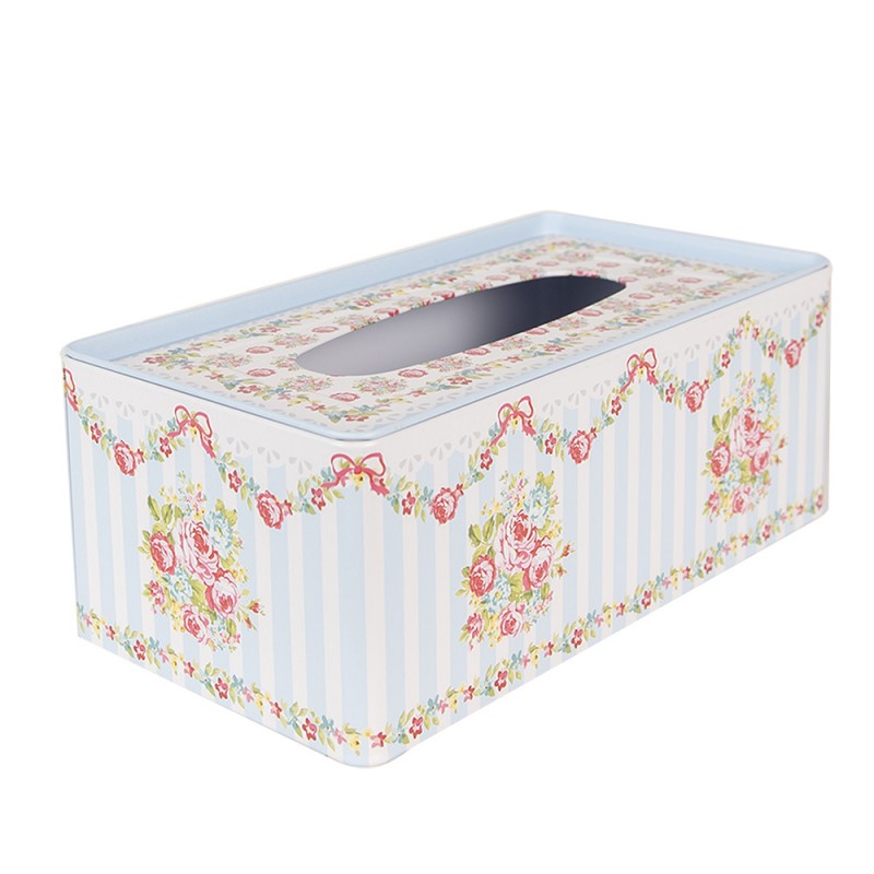 Clayre & Eef 6BL0119 Tissue Box 23x13x10 Cm Blauw Aluminium