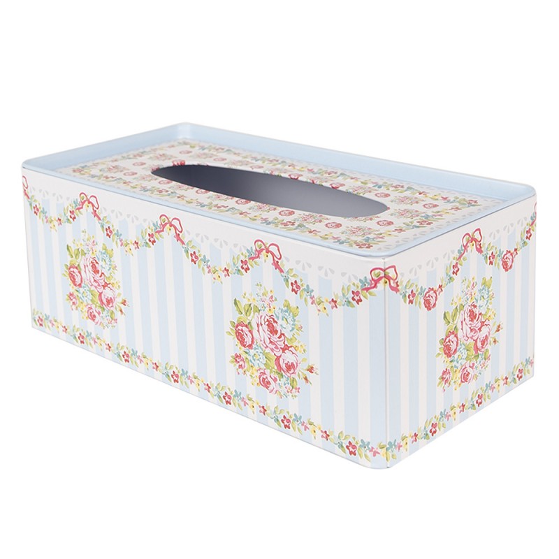 Clayre & Eef 6BL0119 Tissue Box 23x13x10 Cm Blauw Aluminium