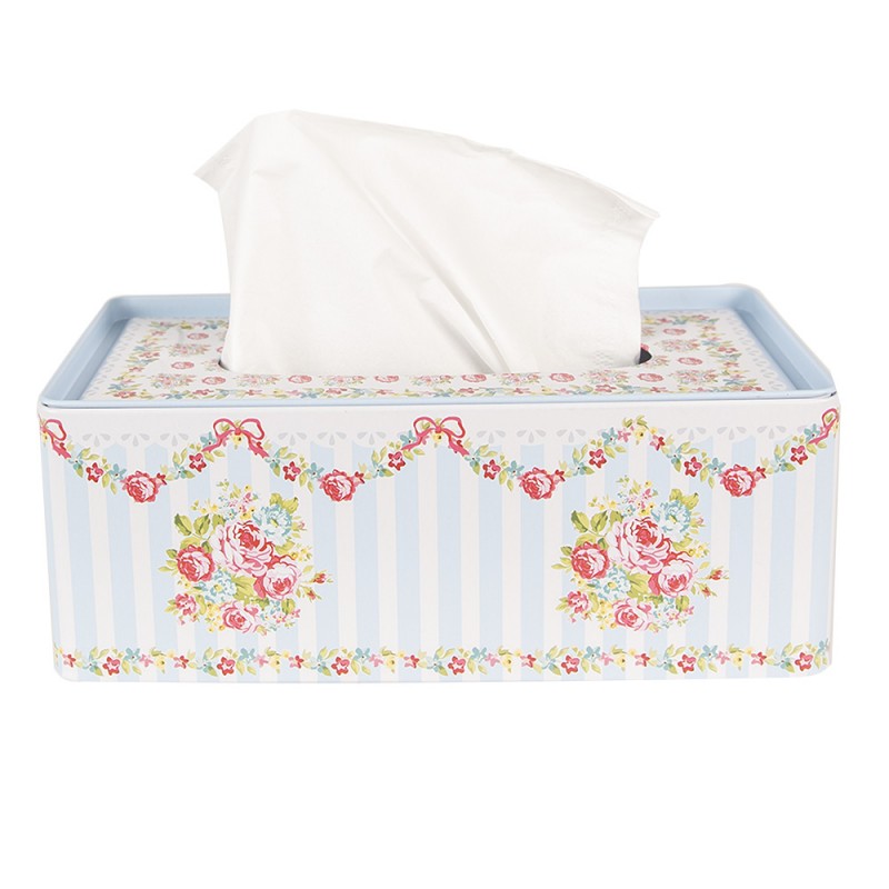 Clayre & Eef 6BL0119 Tissue Box 23x13x10 Cm Blauw Aluminium