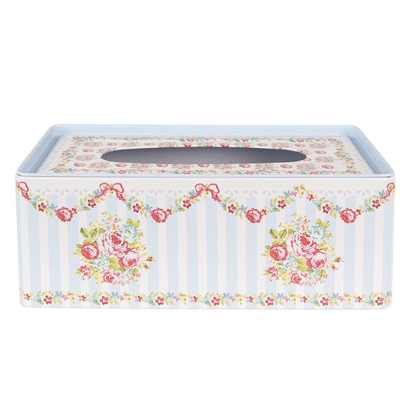 clayre & eef 6BL0119 Tissue Box 23x13x10 cm Blauw Aluminium