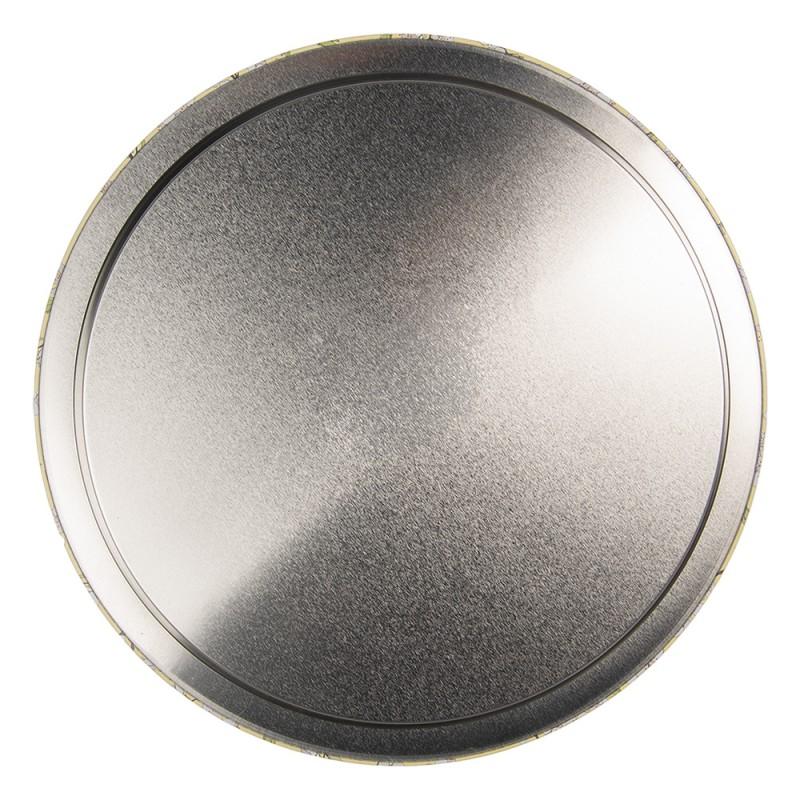 Clayre & Eef 6BL0180 Dienblad Ø 32x2 Cm Geel Metaal Bloemen Rond