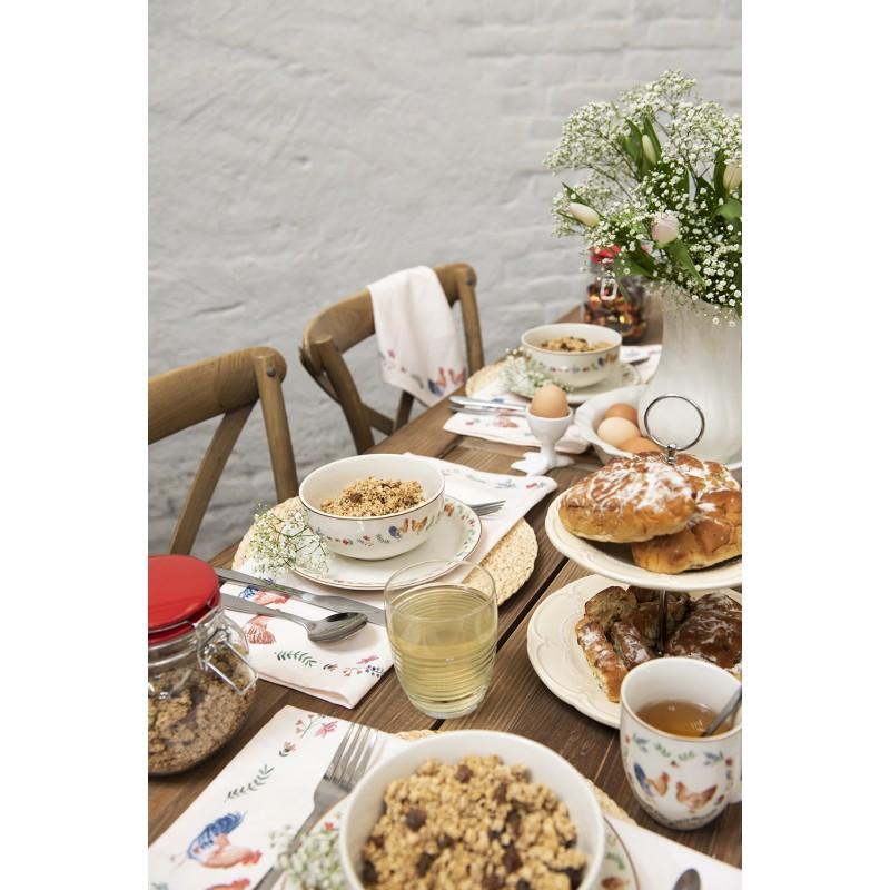 Clayre & Eef 6CE0266 Etagère 2 Laags 23 Cm Beige Keramiek Roosjes Rond Taartplateau