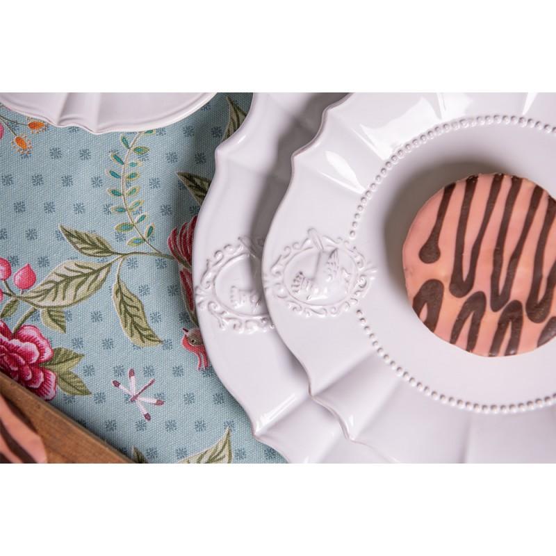 Clayre & Eef 6CE0272 Dinerbord Ø 27 Cm Wit Porselein Rond Eetbord