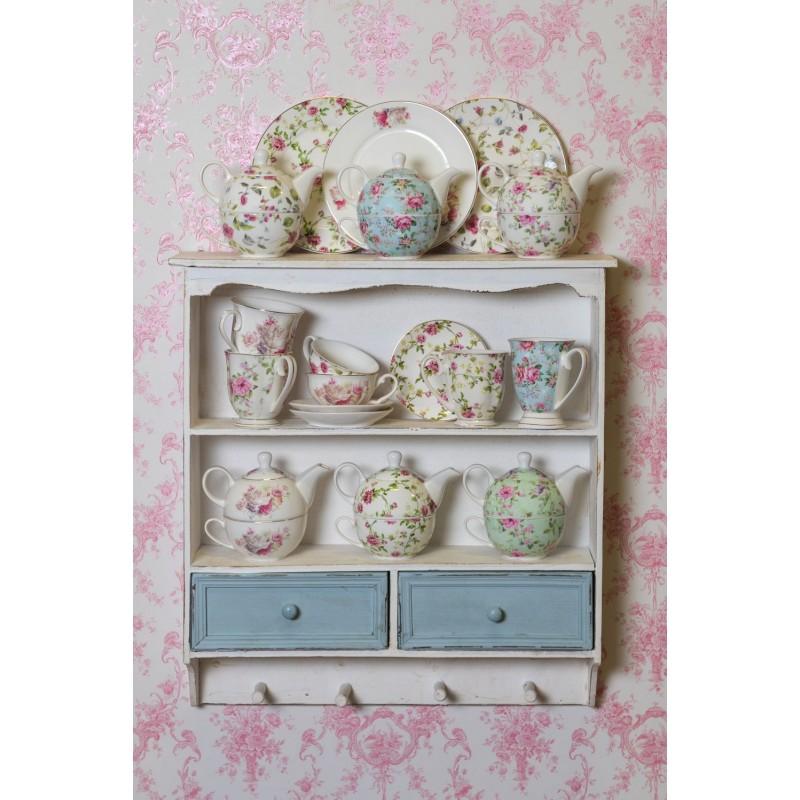 Clayre & Eef 6CE0834 Mok 200 Ml Roze Wit Porselein Bloemen Rond Theemok