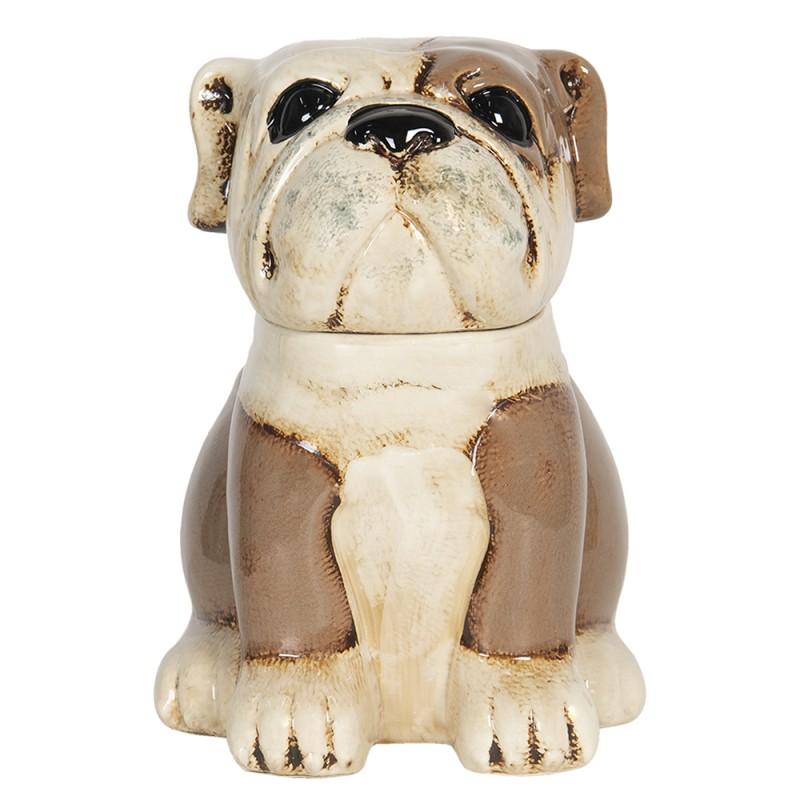 Clayre & Eef 6CE1155 Beeld Hond 20x18x26 Cm Bruin Beige Keramiek Beeld Decoratie