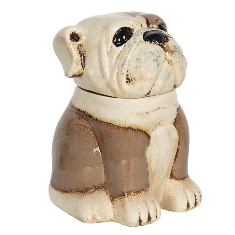 clayre & eef 6CE1155 Beeld Hond 20x18x26 cm Bruin Beige Keramiek beeld decoratie
