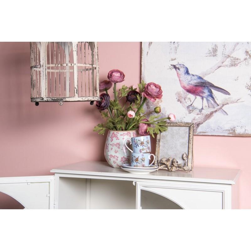 Clayre & Eef 6CE1172 Kop En Schotel 220 Ml Blauw Porselein Bloemen Rond Servies