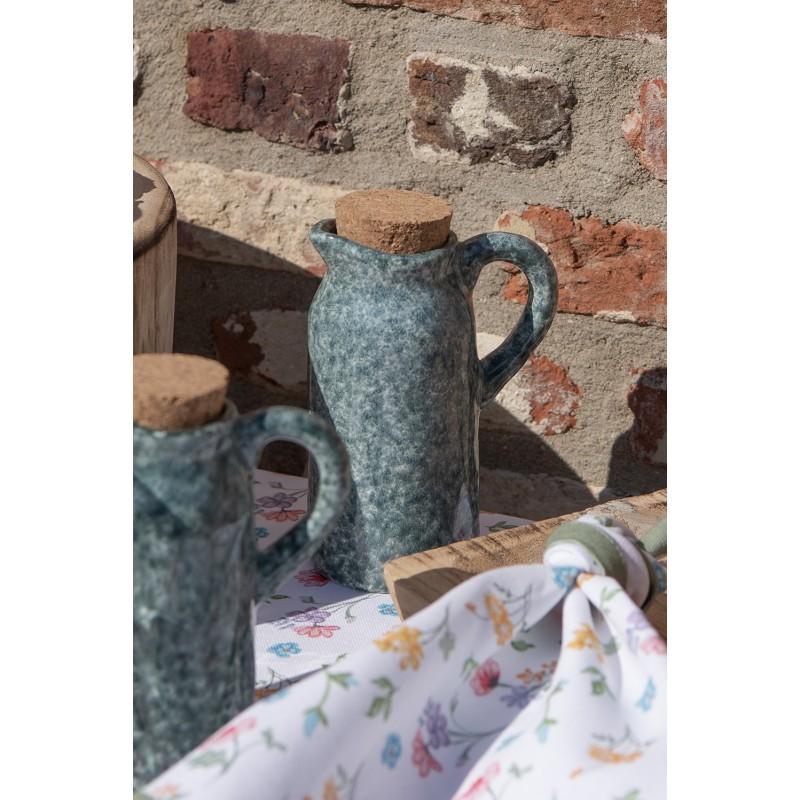 Clayre & Eef 6CE1239 Olie En Azijnstel Set Van 2 8x6x14 Cm Groen Keramiek Rond Olie En Azijn