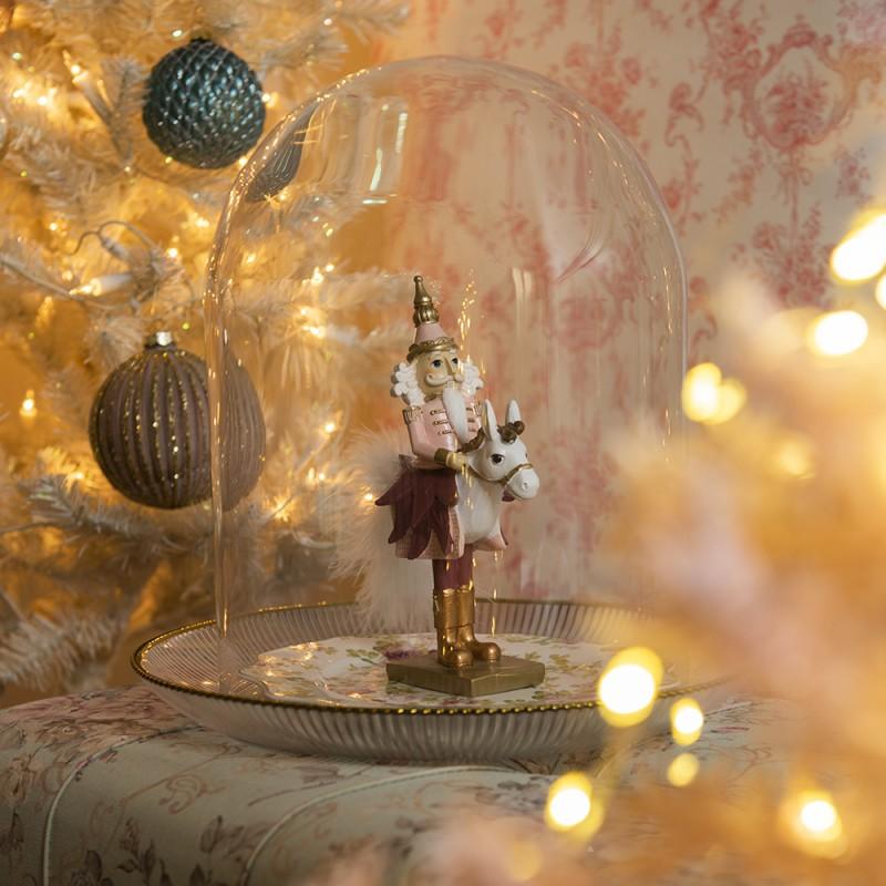 Clayre & Eef 6CE1291 Ontbijtbord Ø 21 Cm Wit Keramiek Bloemen Rond Bord