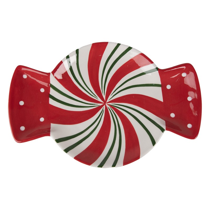 clayre & eef 6CE1848L Dinerbord 32x21x3 cm Rood Wit Keramiek