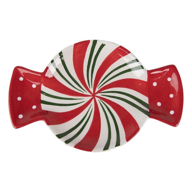 clayre & eef 6CE1848S Ontbijtbord 22x14x2 cm Rood Wit Keramiek