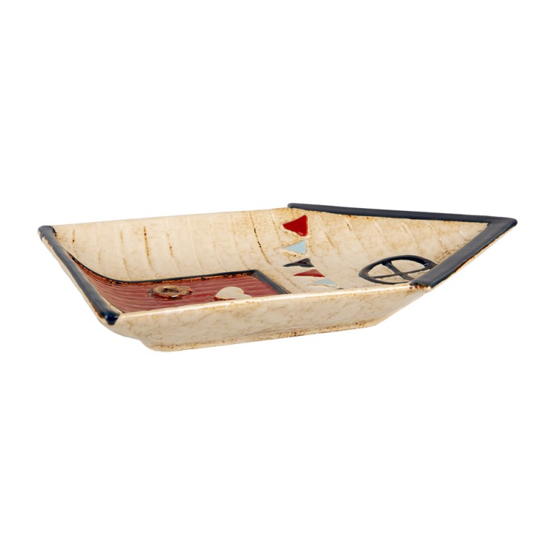 Clayre & Eef 6CE1866 Serveerschaal Huis 27x18 Cm Beige Keramiek Presenteerschaal