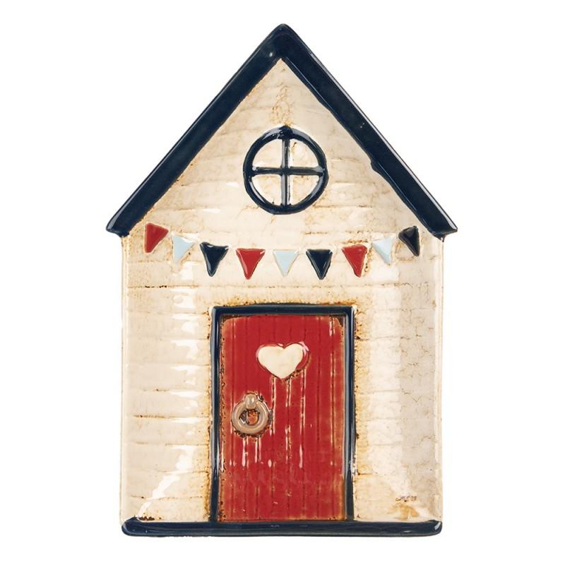 clayre & eef 6CE1866 Serveerschaal Huis 27x18 cm Beige Keramiek Presenteerschaal