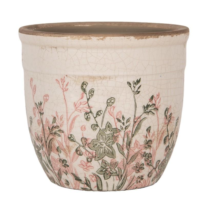 clayre & eef 6CE1974S Bloempot Ø 13x11 cm Beige Keramiek