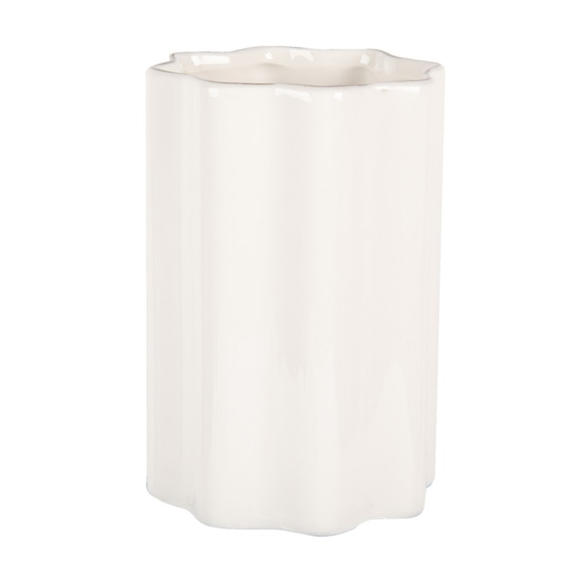 clayre & eef 6CE1983 Tandenborstelhouder Ø 7x11 cm Wit Keramiek