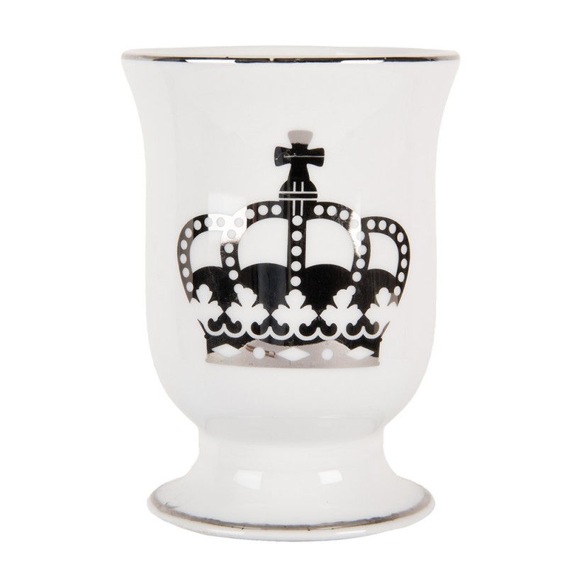 clayre & eef 6CE1998 Tandenborstelhouder Ø 8x11 cm Wit Keramiek