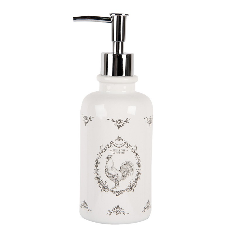 clayre & eef 6CE2005 Zeepdispenser 350 ml Wit Keramiek Haan Zeeppompje